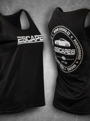 Expresní Doručení Escape6 černé dámské tílko s bílým potiskem na prsou i na zádech, velikost M