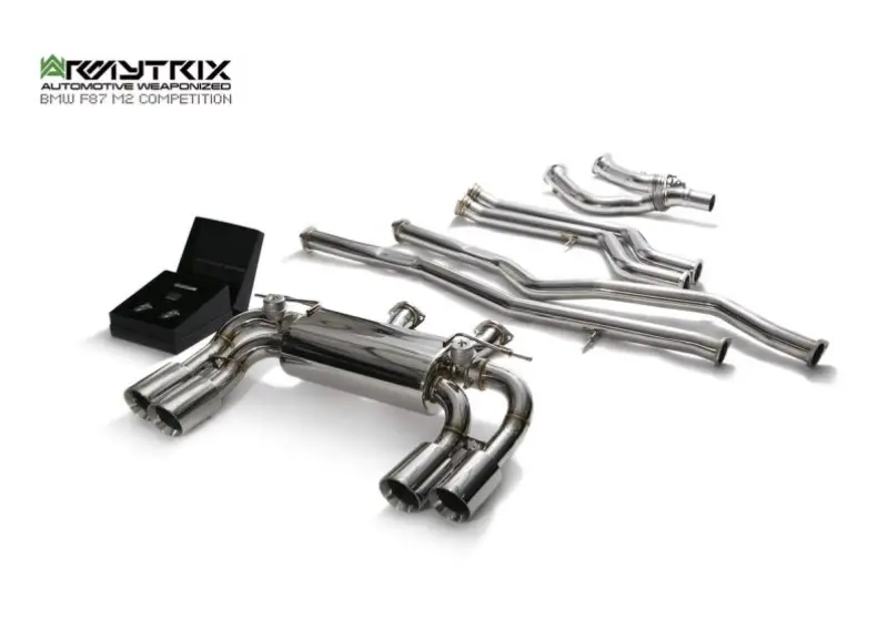 Armytrix nerezový výfukový systém s dálkovým ovládáním klapek Valvetronic pro BMW M Series F87 M2 Competition 2018-, provedení koncovek Opálené koncovky 4x101 mm Super Cena