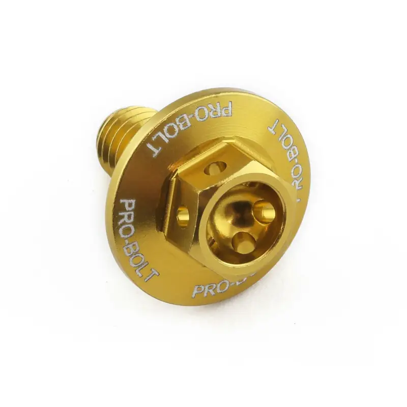 Vrácení Zdarma Pro-Bolt hliníkový šroub s šestihrannou hlavou 16 mm, závitem M6 x 1,00 mm a délkou závitu 12 mm, barva: zlatá