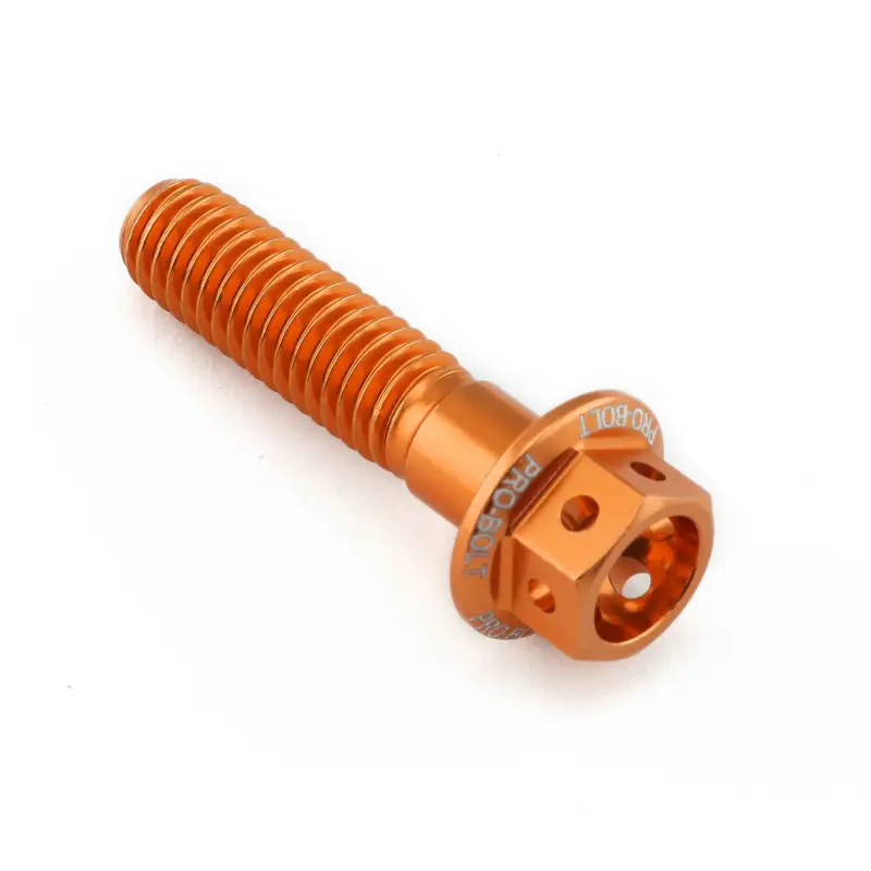 Sezónní Sleva Pro-Bolt hliníkový šroub s šestihrannou hlavou 12 mm, závitem M6 x 1,00 mm a délkou závitu 25 mm, barva: oranžová