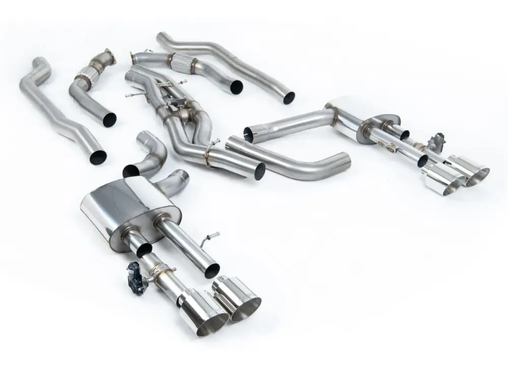 Rychlé Dodání Milltek Sport výfukový systém cat-back bez rezonátoru (hlasitější) Twin 80mm pro Audi S8 D5 4.0 TFSI V8 Sedan (bez OPF/GPF US/ROW) 2020-2024, GT-115 leštěné koncovky, typ koncovek GT-115 leštěné
