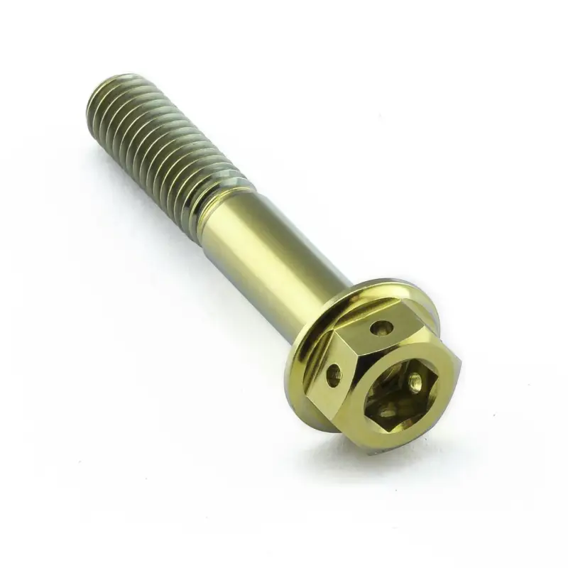 Pro-Bolt titanový šroub s DualDrive hlavou (šestihran + inbus) se závitem M6 x 1,00 mm a délkou 35 mm, barva zlatá Vysoce Kvalitní