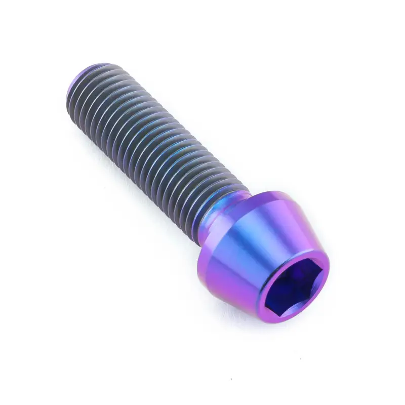 Akce Pro-Bolt titanový inbusový šroub s kónusovou hlavou se závitem M10 x 1,25 mm a délkou 35 mm, barva opálená fialová