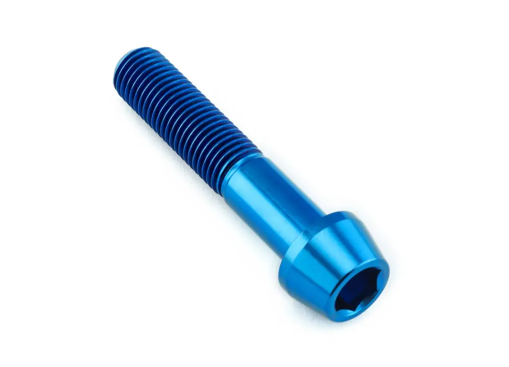 Časově Omezené Pro-Bolt titanový inbusový šroub s kónusovou hlavou se závitem M10 x 1,25 mm a délkou 50 mm, barva modrá