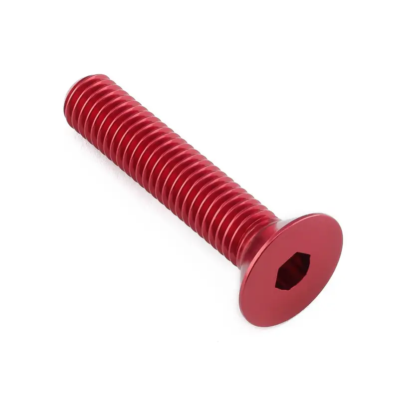 Vysoce Kvalitní Pro-Bolt hliníkový inbusový šroub se zápustnou hlavou se závitem M8 x 1,25 mm a délkou závitu 35 mm, barva červená