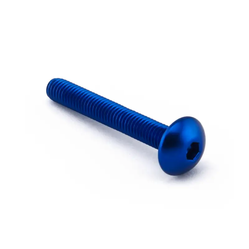 Finální Výprodej Pro-Bolt hliníkový inbusový šroub s vypouklou hlavou o průměru 12 mm se závitem M5 x 0,80 mm a délkou závitu 35 mm, barva modrá