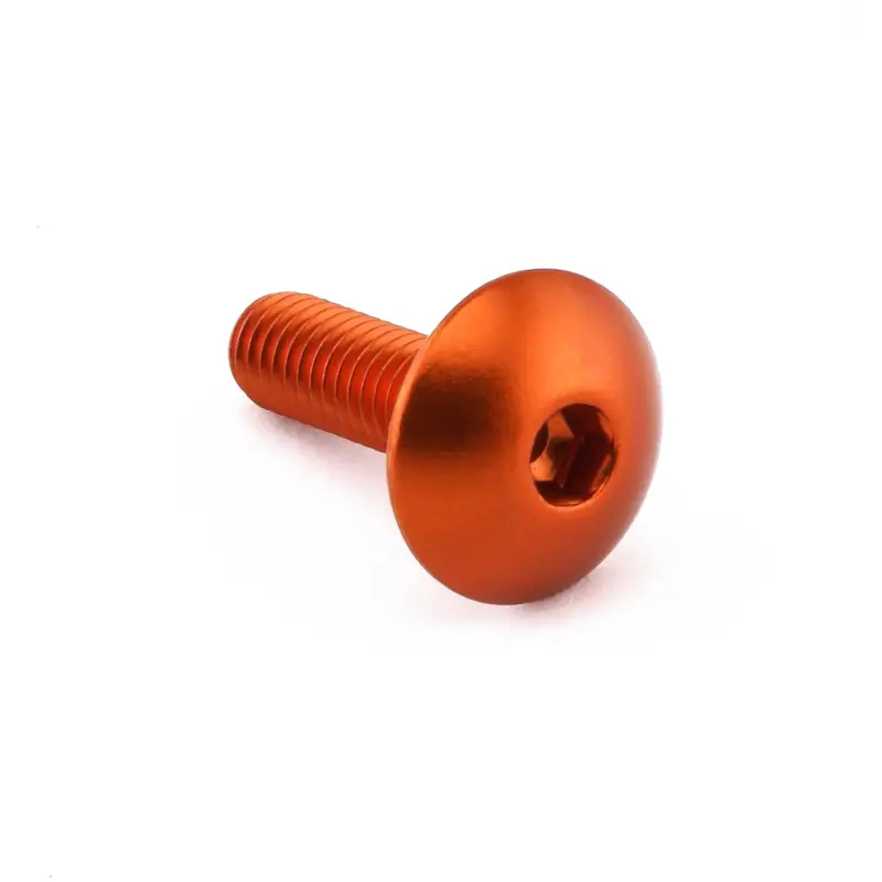 Must-Have Pro-Bolt hliníkový inbusový šroub s vypouklou hlavou o průměru 16 mm se závitem M6 x 1,00 mm a délkou závitu 20 mm, barva oranžová