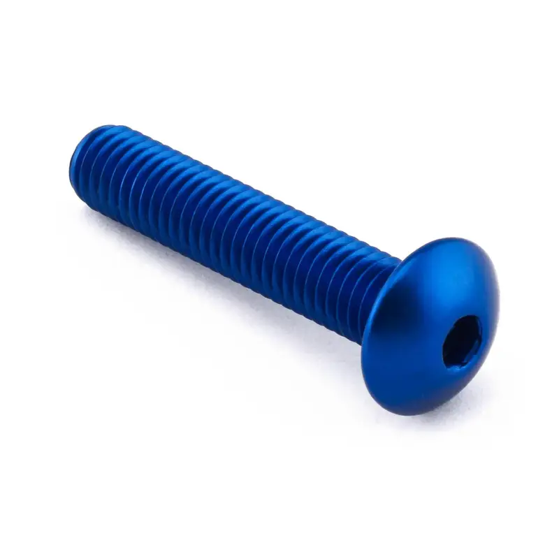 Dokud Zásoby Vydrží Pro-Bolt hliníkový inbusový šroub s vypouklou hlavou o průměru 16 mm se závitem M8 x 1,25 mm a délkou závitu 40 mm, barva modrá