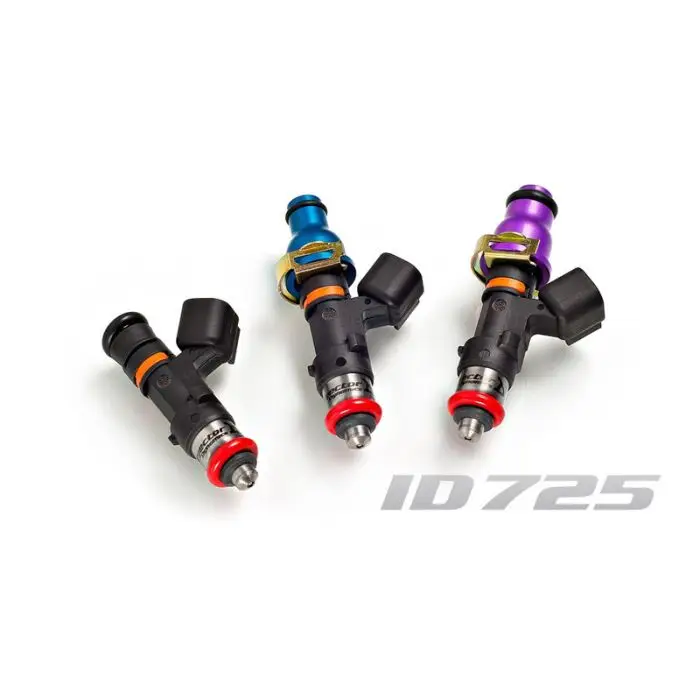 Přímo Od Výrobce Sada 4 vstřikovačů Injector Dynamics 725cc/min, Audi / VW 1.8T 2.0T / BMW E30 M3 88-91 / Mazda Miata MX-5 06-14 / Nissan 200SX S13 S14 S15 SR20DET / Toyota MR-2 3S-GTE 90-96 / Celica 3S-GTE 89-99 60mm / 14mm (fialové)